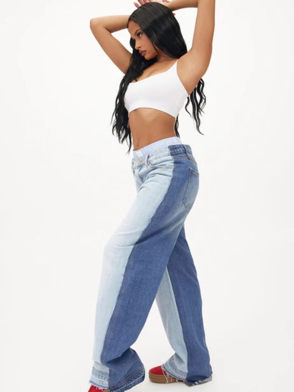 Fashion Nova Two-Tone Wide Leg Jeans